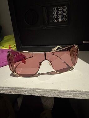 PUCCI Pink Shield Sunglasses Women Accessories - Gold Frame